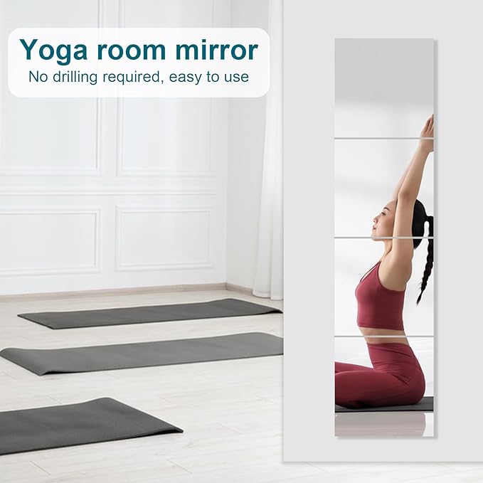 8 Pack 14x12 Inch Shatterproof Acrylic Mirror Tiles – Self-Adhesive, Unbreakable Wall Mirrors for Kids, Toddlers, Bedroom, Bathroom & Home Gym – Flexible, Safe & Easy Install