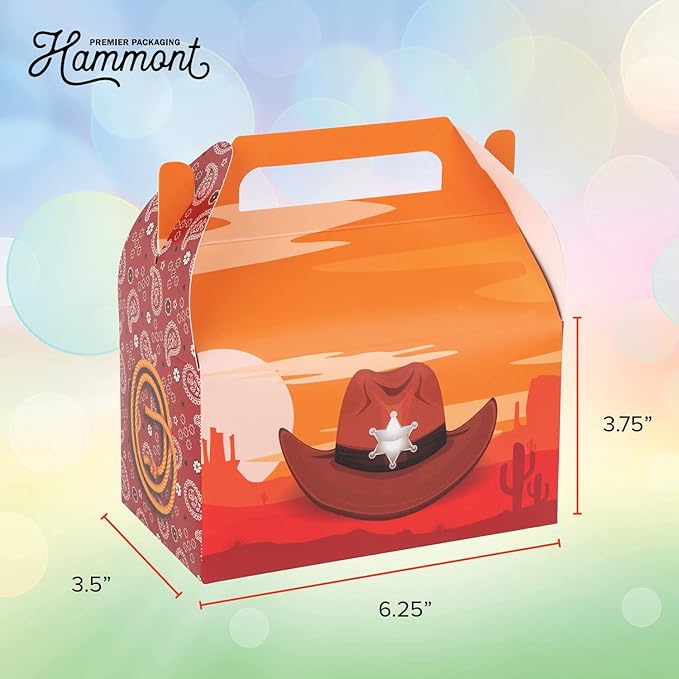 First Rodeo Birthday Party Supplies - 10 Pack Western Party Decorations Cowboy Goodie Boxes - Rodeo & Cowboy Favor Bags, Baby Shower Favors, Kids Birthday, Country Girl Party Décor - 6.25"x3.75"x3.5"