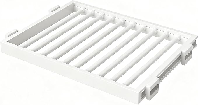 Hidden Pull Out Drying Rack, Extendable Pull Out Trousers Rack, Space Saving, Above Washing Machine Wardrobe, Aluminum Alloy, Tip-On, Depth 17.32in Width 26-28in White