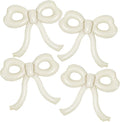 4 Pcs Bow Birthday Decorations Cream Bow Balloons for Girl Women Bow Themed Party Decorations Giant Foil Beige Balloons for Birthday Baby Shower Gender Reveal Wedding Decor Party Supplies