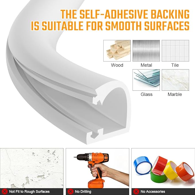AUAUY 39" Cord Hider for Wall Mount TV, Self Adhesive Silicone Cord Covers, Flexible Hiding Wires on Wall, Cable Cover Raceway Kit for Wires, Home Office, Walls & Floors, White(0.55" W x 0.43" H)