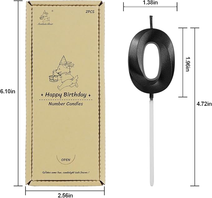 Number 50 Birthday Candles, 1.96 Inch Happy Birthday Cake Candles Cupcakes Topper Decoration for Birthday Party Wedding Anniversary Celebration Supplies (Black)