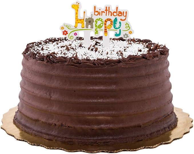 Restaurantware Top Cake 3.8 X 2.8 Inch Cake Toppers 10 Happy Birthday Cake Topper Inserts - Sturdy Assorted Animal Theme Multicolor Paper Cake Decoration For Kid's Birthday Parties