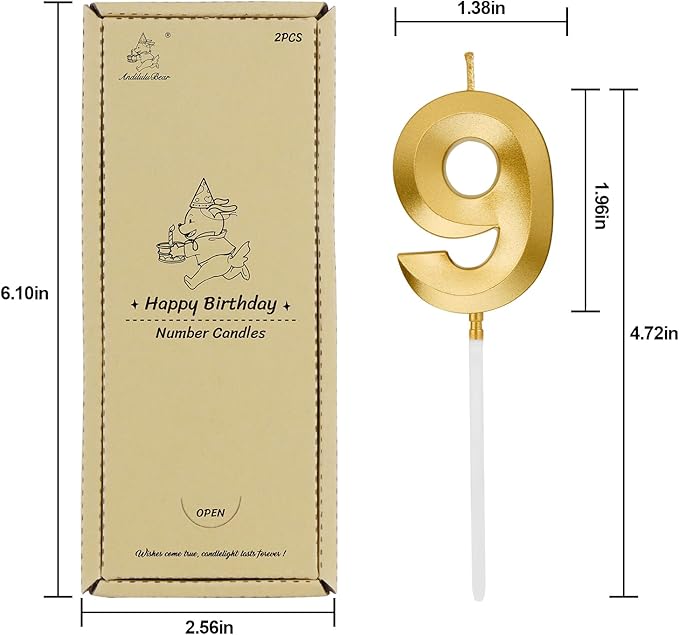 Birthday Candles, 1.96 Inch Number 29 Happy Birthday Candles, Number Candles Decoration for Birthday Party and Anniversary Celebration(Champagne Gold)