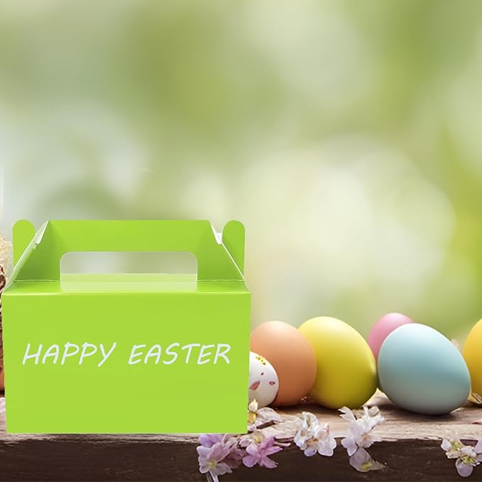 Oletx 12Pcs Green Gable Gift Boxes, 5.9'' Small Party Favor Treat Box, Goodie Box, Cookie Candy Box for S Patricks Day Easter Gift Giving, Birthday Party, Classroom Activity and Any Fun Occasion