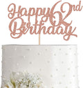 62nd Birthday Cake Topper, Rose Gold Glitter Cheers To 62 Years Party Decoration, Supply