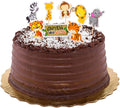 Restaurantware-3.5 x 2.5 Inch Safari Animal Cake Toppers, 24 Piece Assorted Jungle Cupcake Toppers - For Kids' Birthday Parties Or Baby Showers, Cake Decoration Supplies, Paper Zoo Cupcake Picks
