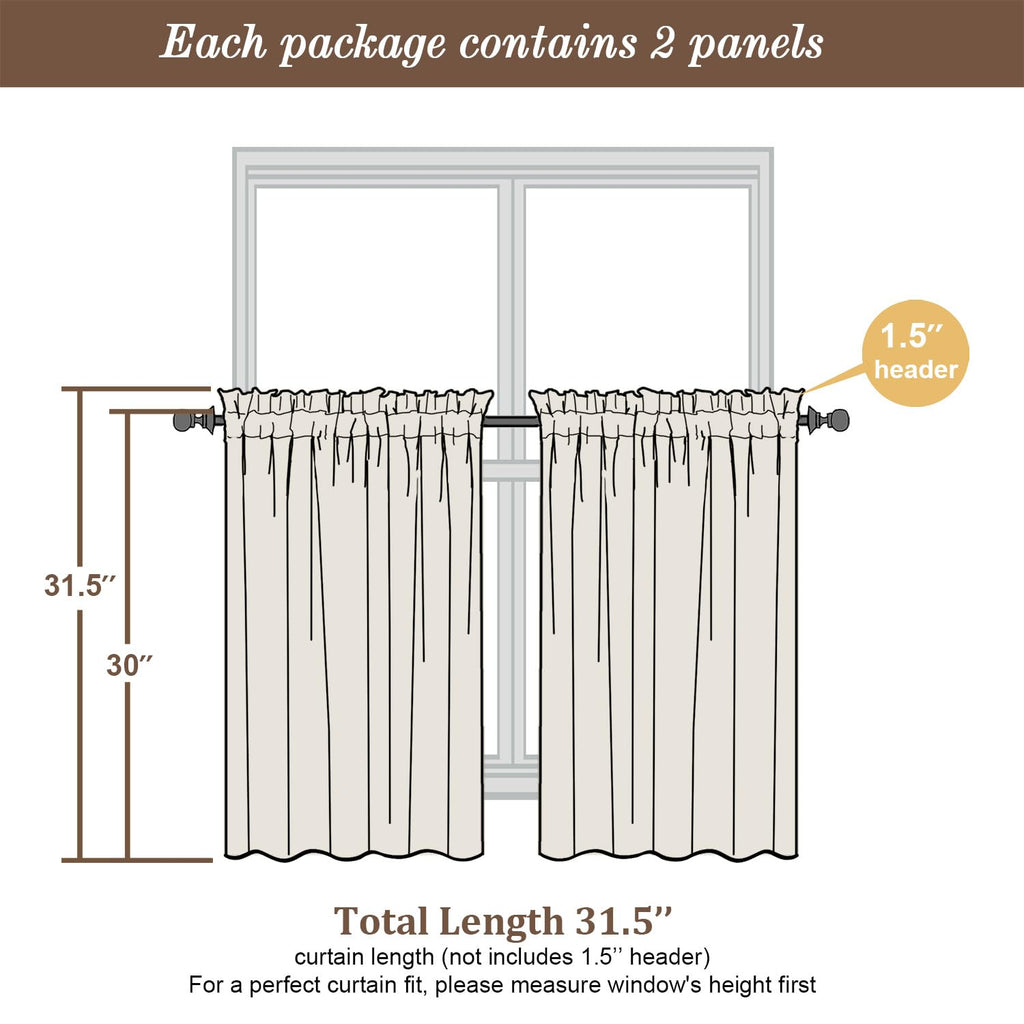 Light Grey Sheer Curtains 30 inch Length 2 Panels (2 Count)