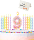 Birthday Candles for Cake, Macaron Number Candles, Cake Candles with Greeting Card for Birthday Party Wedding Anniversary Celebrations (9 Candle)