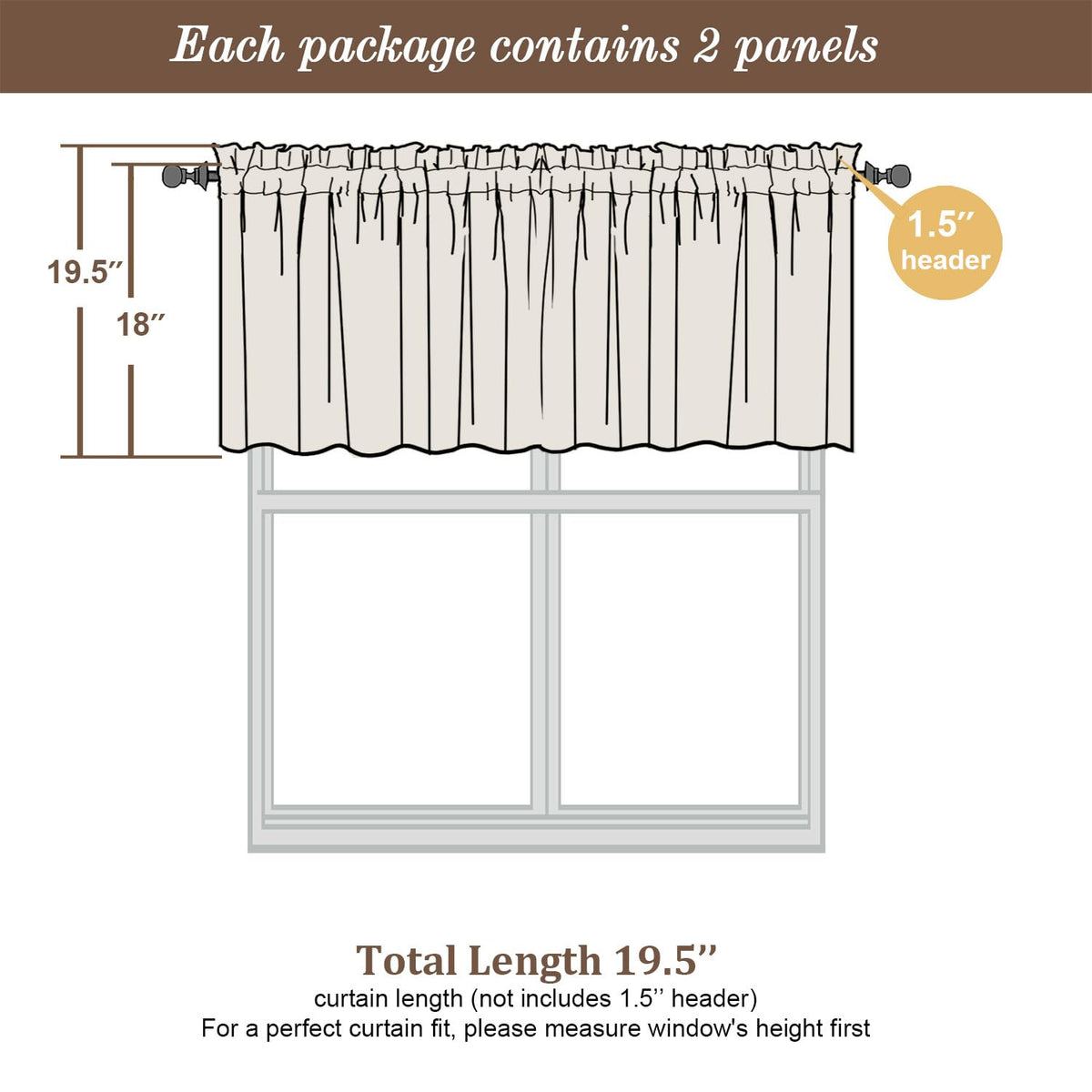 Sheer Sage Green Valances for Windows 2 Pack (2 Count)