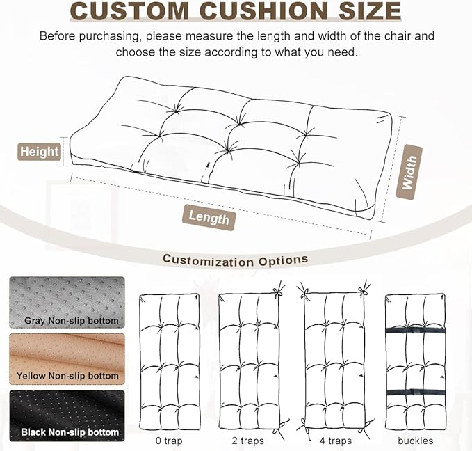 Bench Cushion 45 inches,Indoor/Outdoor Non-Slip Tufted Cushions, Premium Waterproof Linen, Soft Piano Sofa Cushions, Entryway Storage, Bay Window, High-Density Memory Foam(Light Blue-45x18x4in)