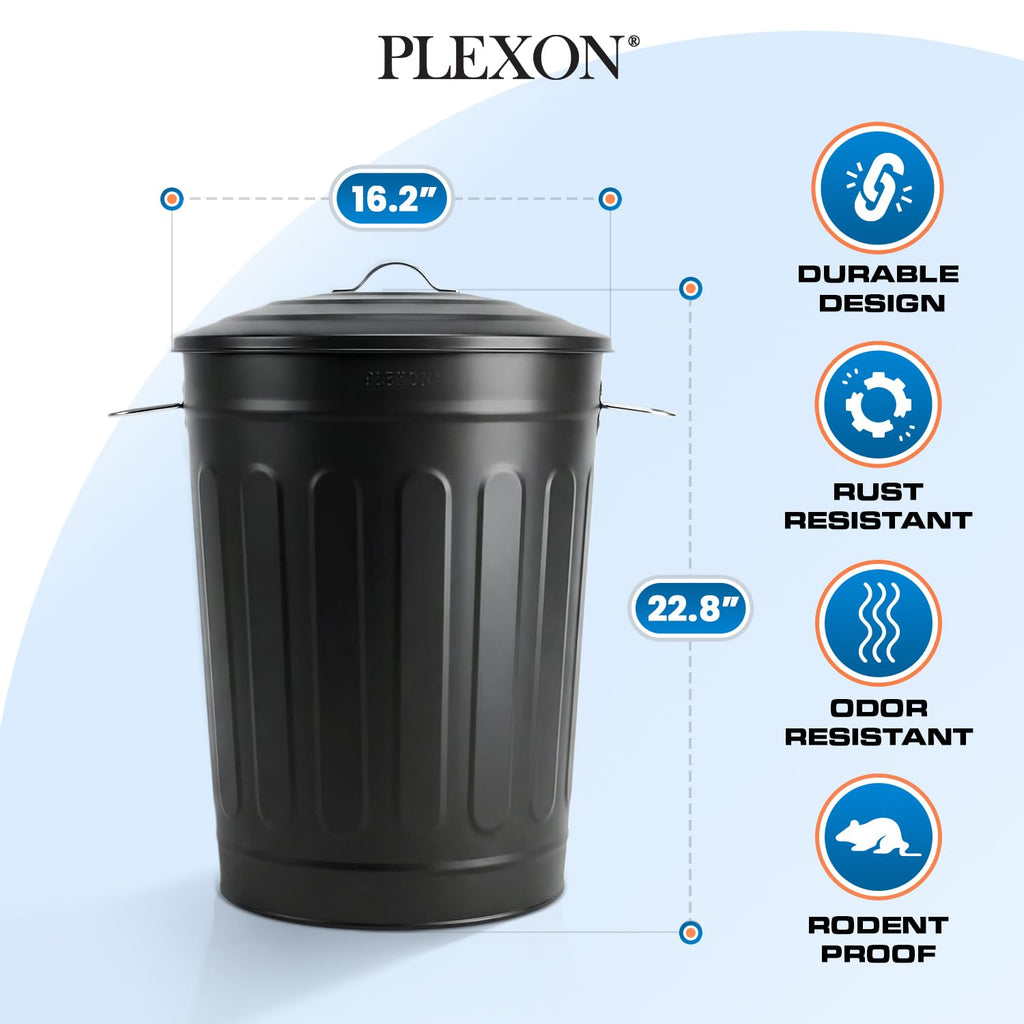 Metal Trash Can with Lid 13 Gallon (3 Count)