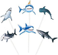 WERNNSAI 36 PCS Shark Cupcake Toppers - Shark Cake Toppers Ocean Birthday Party Decorations Summer Cake Toppers Under The Sea Cake Decors for Kids Ocean Baby Shower Party Supplies