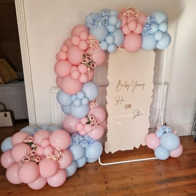 134Pcs Pink and Blue Balloon Garland Arch Kit - Perfect for Gender Reveal, Baby Shower, Birthday Party & Anniversary Decorations - Latex Balloons for Boy or Girl Celebrations (No Box)