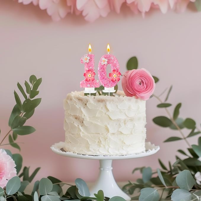 Pink Flower Birthday Candle,Number Birthday Candles for Cake, Ideal Birthday Parties Cake Decor, Wedding Anniversary and Other Celebrations (Number 0, Pink)