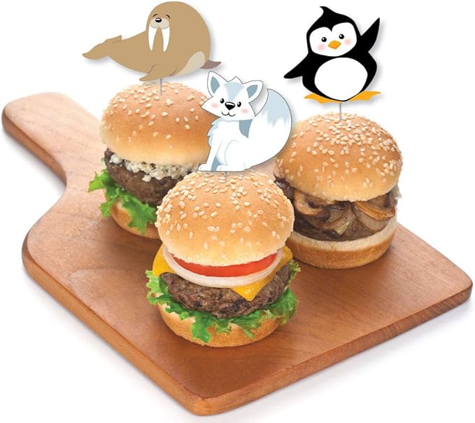 Big Dot of Happiness Arctic Polar Animals - Dessert Cupcake Toppers - Winter Baby Shower or Birthday Party Clear Treat Picks - Set of 24