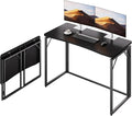 JOYMOOP Black 40" Folding Desk, No Assembly Small Foldable Desk for Home, Office, Wooden Top Folding Computer Desk for Working, Writing, Studying - Middle Size
