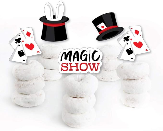 Big Dot of Happiness Ta-Da, Magic Show - Dessert Cupcake Toppers - Magical Birthday Party Clear Treat Picks - Set of 24