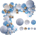 DIY Balloons Garland Kit Blue White and Gold Balloons for Wedding Birthday Festival Party Decoration with Balloon Strip Tape, Adhesive Dots