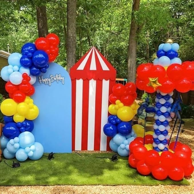 HILAVO Carnival Circus Balloon Kit, 60PCS 12 Inches Red Yellow Blue Balloons Carnival Helium Balloons with Confetti Latex Balloon for Kids Boys Baby Shower Birthday Party Decoration Supplies