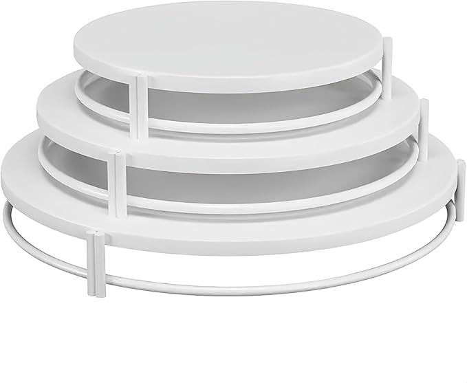 3 Pcs Metal Cake Stands Set 8/10/12 inch, Round Dessert Display Trays, Multi-Size Cupcake Holders,Dessert Trays for Party, Wedding, Birthday, Home Decor,Parties (White)