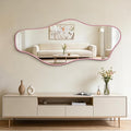 Irregular Mirror Full Length, 67"x31" Asymmetrical Tempered Glass Wall Mirror, Large Pink Organic Frameless Mirrors for Living Room Bedroom Hallway Entryway, Horizontal or Vertical Hanging