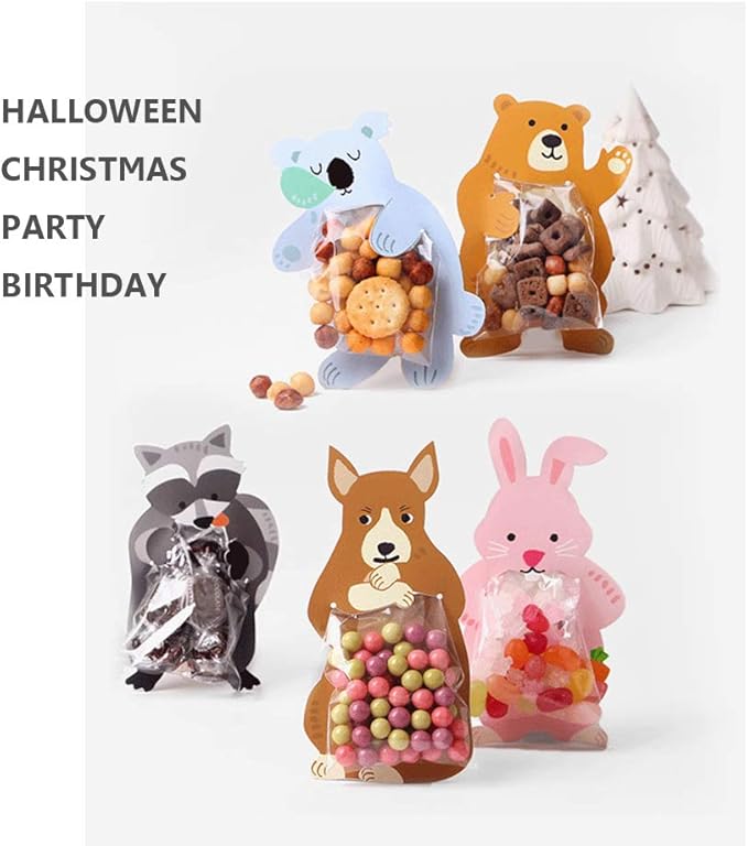 UnnFiko Mini 'Candy' Bags {20 Pack} Paper Party Favor Treat Bags for Cookies, Candy Buffet, Baby Shower- Halloween/Wedding/Birthday Party Favor Bags (Kangaroo)