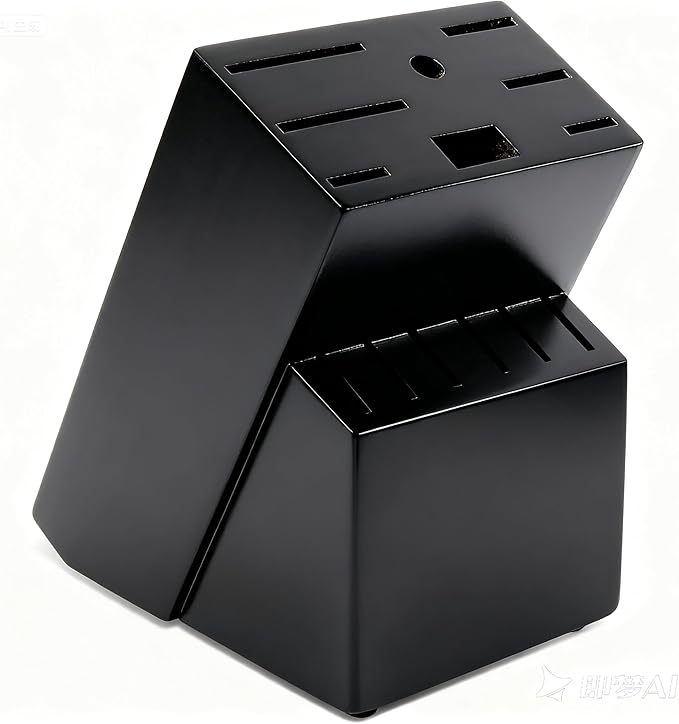 Teak Wood Knife Block Organizer, 14-Slot Kitchen Counter Storage Holder, Universal Design
