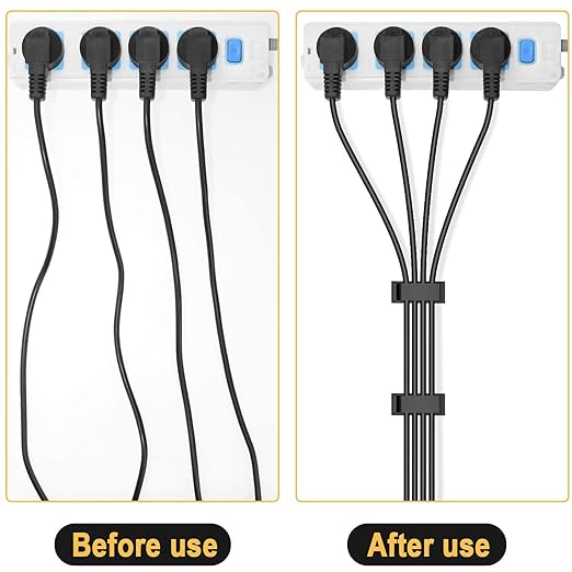 50Pcs Self Adhesive Cable Management Clips,Cable Organizers Wire Clips Cord Holder for PC Laptop Ethernet Cable Desktop Home Office(1.52’’ x 0.59’’ x 0.57’’, Black)