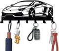 Metal Car Key Holder for Wall,Metal Key Organizer Wall Decorative with 7 Hooks,Black Wall Mount Key Holder for Entryway,Front Door,Hallway,Office