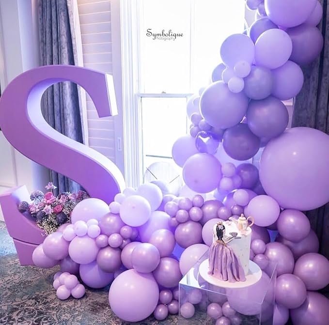 Purple Balloons 125 pcs Lavender Balloons Light Purple Balloon Different Sizes of 18 12 10 5 Inch Pastel Purple Balloon Arch Kit Balloon Garland for Birthday Party Baby Shower Wedding