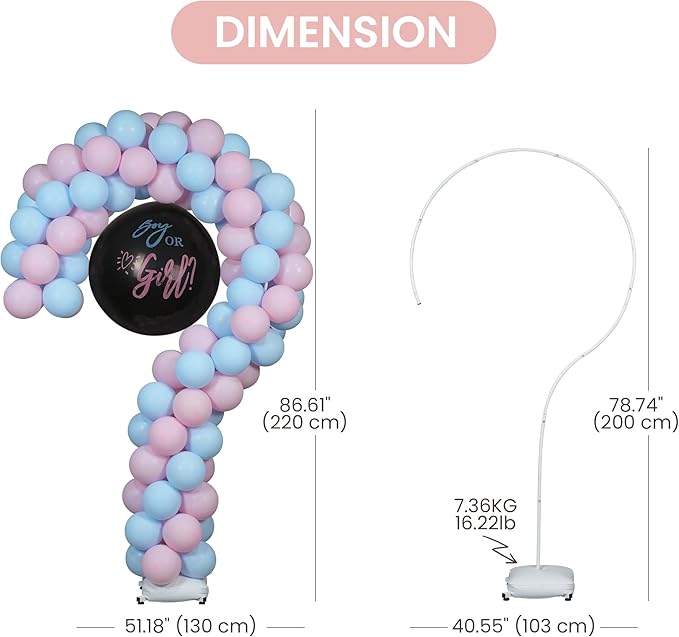 YALLOVE Metal Question Mark Balloon Stand for Baby Gender Reveal, 6.56 Feet Balloon Arch Frame for Boy or Girl Party Decoration