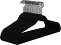 MIZGI All Black Velvet Hangers 30 Pack,Premium Flocked Clothes Non-Slip Felt,Sturdy Black Hangers Heavy Duty Coat,Durable Suit Hanger for Space Saving, No Hanger Marks