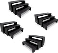 Yikaroeli 4 Set 12Pcs Black Display Riser Wood Risers Wooden Cupcake Display Stand 3Tiered Racks Perfume Display Dessert Food Stands for Vendors Event Party