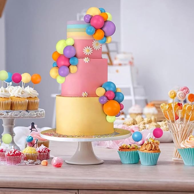 Ball Shaped Cake Topper Cake Picks, 78pcs Pearl Ball DIY Cake Insert Topper Cup Cake Topper Set Toothpick for Party Birthday Cake Baby Shower Wedding Anniversary
