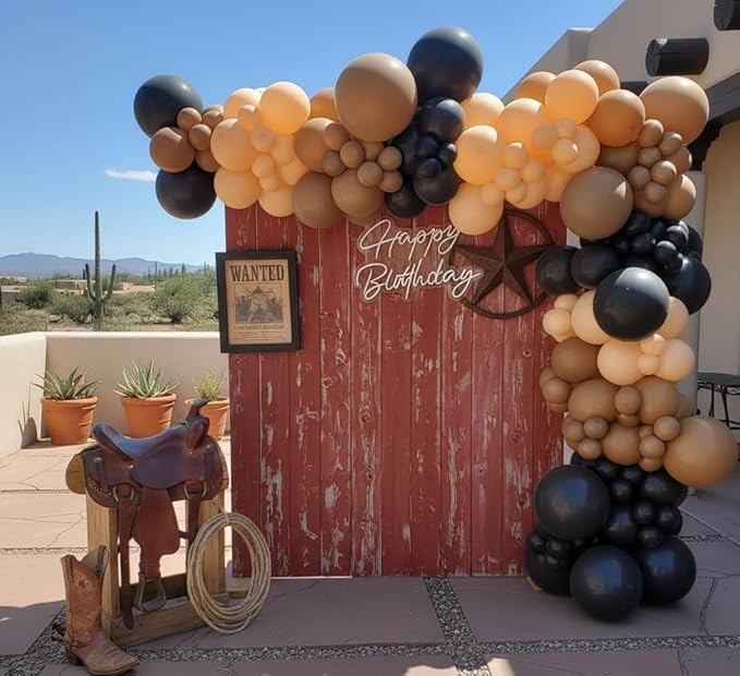 Black Brown Nude Balloon Garland Arch Kit 201Pcs Different Size Brown Balloon Garland for Rodeo Wild West Country Birthday Baby Shower Farm Fiesta Gender Reveal Party Western Theme Party Decor