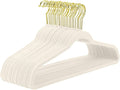 MIZGI Ivory Velvet Hangers 30 Pack,Premium Gold Clothes Hangers Non-Slip Felt Hanger,Sturdy Ivory Hangers Heavy Duty Coat,Durable Suit for Space Saving, No Flocked Marks