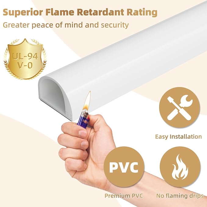 39" Side Open One Cord Hider (<1/4") for Wall Mounted Tv,Silicone Flexible Cable Cover to Hide Conceal Cords Along Wall,Wire Raceway Management Cable Concealer Channel,Electric Cord Organizer,White