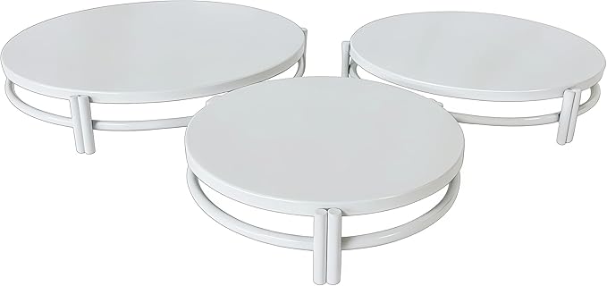 3 Pcs Metal Cake Stands Set 8/10/12 inch, Round Dessert Display Trays, Multi-Size Cupcake Holders,Dessert Trays for Party, Wedding, Birthday, Home Decor,Parties (White)
