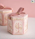 FavorsXtra - 10 Pcs Party Favor Boxes, Treat Containers, Candy Boxes, Favors boxes for a Wedding, Birthday, Baby, or Bridal shower, Full Moon Design Box. (Pink)