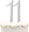 Bling Crystal Rhinestone 11 Birthday Cake Topper - Best Keepsake | 11th Party Decorations Silver
