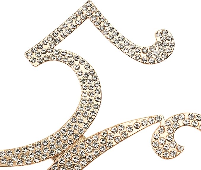 50th Rhinestones Cake Topper, Gold 50th Birthday Cake Decoration, Wedding Anniversary Party Decor Ideal Perfect Keepsake