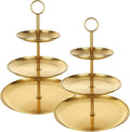 QTLCOHD 2Pcs 3 Tier Stainless Steel Cupcake Stand - Gold Tiered Dessert Stand for Wedding & Birthday Party