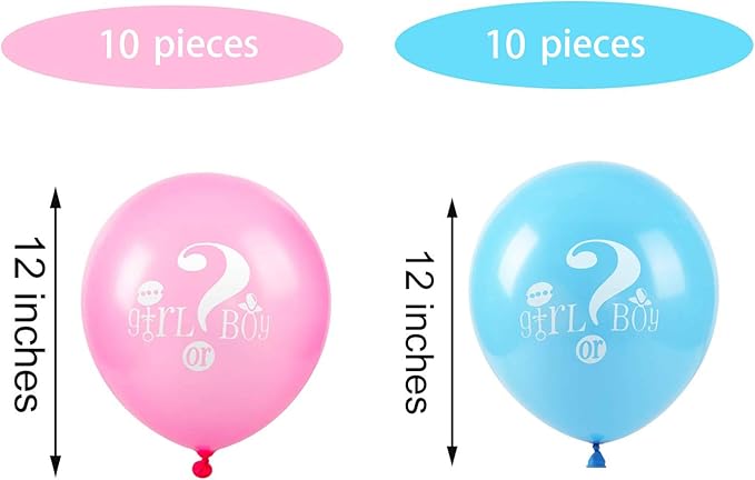 Lecpeting 20 Pcs Gender Reveal Balloons Boy or Girl Letter Balloon 12 Inches Latex Party Balloon for Baby Shower Themed Party Decorations