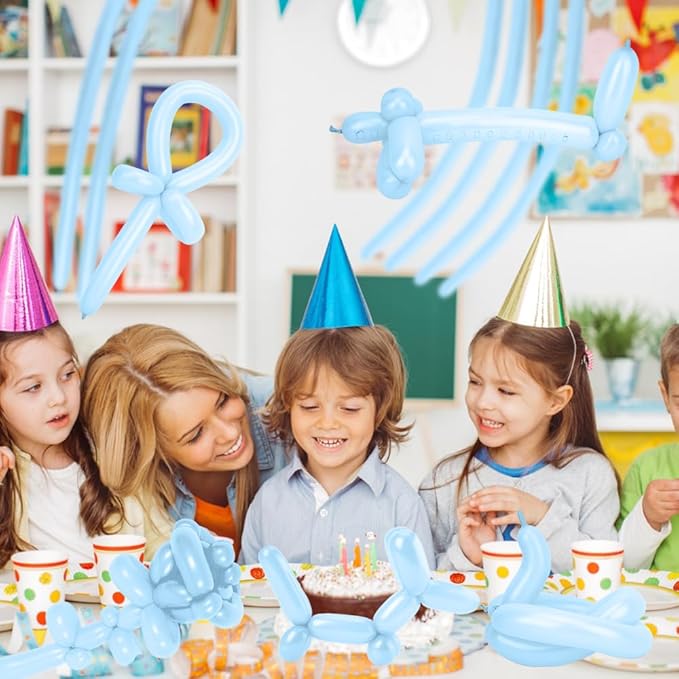 260 Balloons 100 Pcs Light Blue Long Balloons For Tying Balloon Animals Party Balloon Arch Blue Party Decorations For Women Galentines Graduation Birthday Decorations