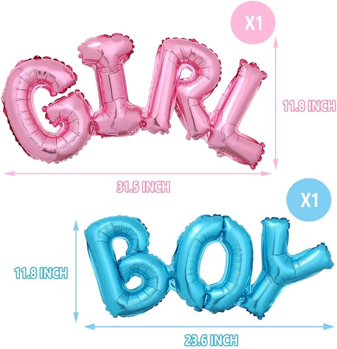 Boy or Girl Foil Balloons, Metallic Tinsel Foil Fringe Curtain Blue Pink Gender Reveal Party Supplies Sparkle Foil Fringe Curtain Balloons Decoration