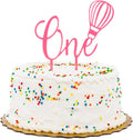 Restaurantware-Cake Top 6.3 x 5.9 Inch One Cake Topper, 1 Sturdy First Birthday Cake Topper - For One Year Anniversaries Or First Birthday Parties, Dessert Decoration, Pink Acrylic Cake Topper