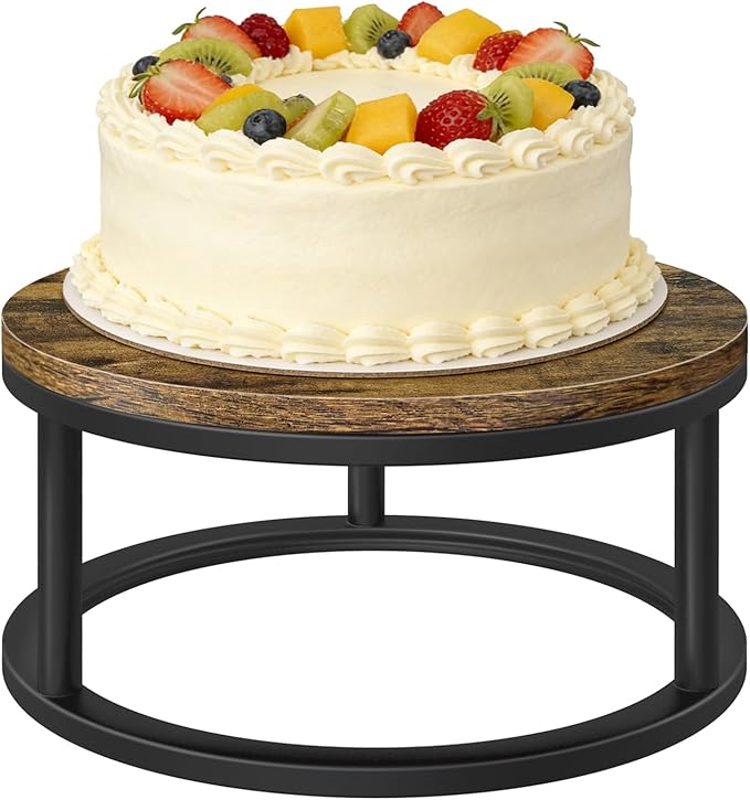 Cake Stand, 1 Pack Round Cupcake Stand Wood Grain Finish Serving Tray Cake Stands for Party Wedding Birthday