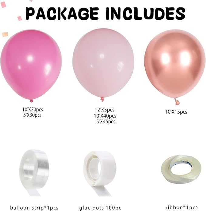 Valentines Day Decorations 155Pcs Rose Red Macaroon Pink Metallic Chrome Gold Latex Balloon Garland Arch Kit for Birthday Anniversary Wedding Romantic Bridal Shower Galentines Day Decor