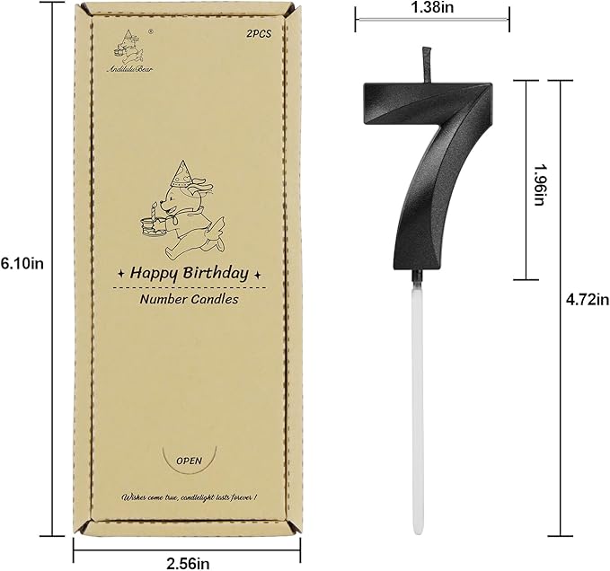 Number 27 Birthday Candles, 1.96 Inch Happy Birthday Cake Candles Cupcakes Topper Decoration for Birthday Party Wedding Anniversary Celebration Supplies (Black)